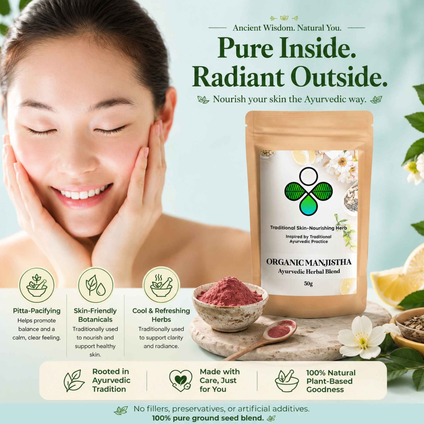 Organic Manjistha Powder – Ayurvedic Rakta Shodhana Herb for Skin Radiance, Lymphatic Ease & Natural Glow