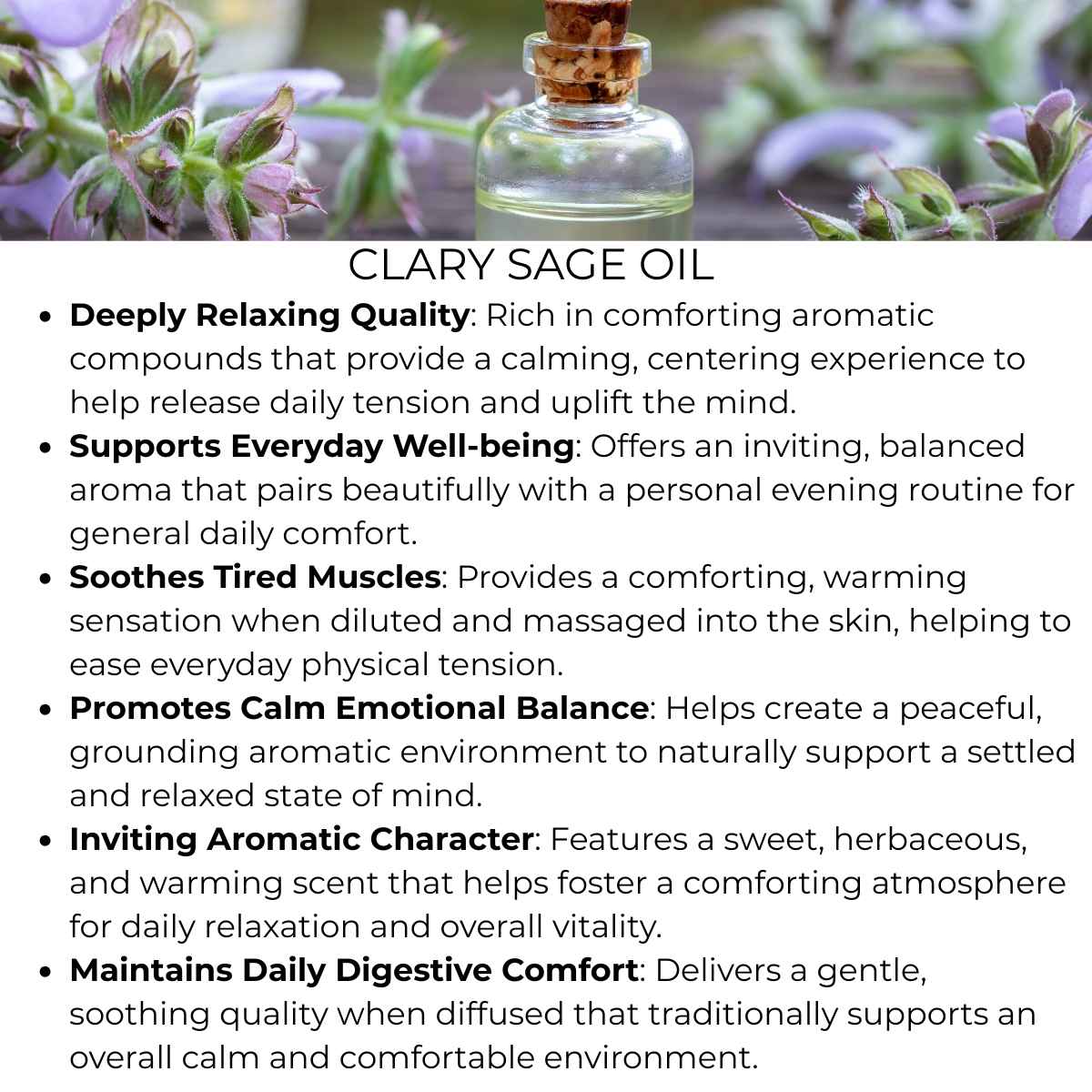 benefits of clary sage oil in essential oil and massage oils