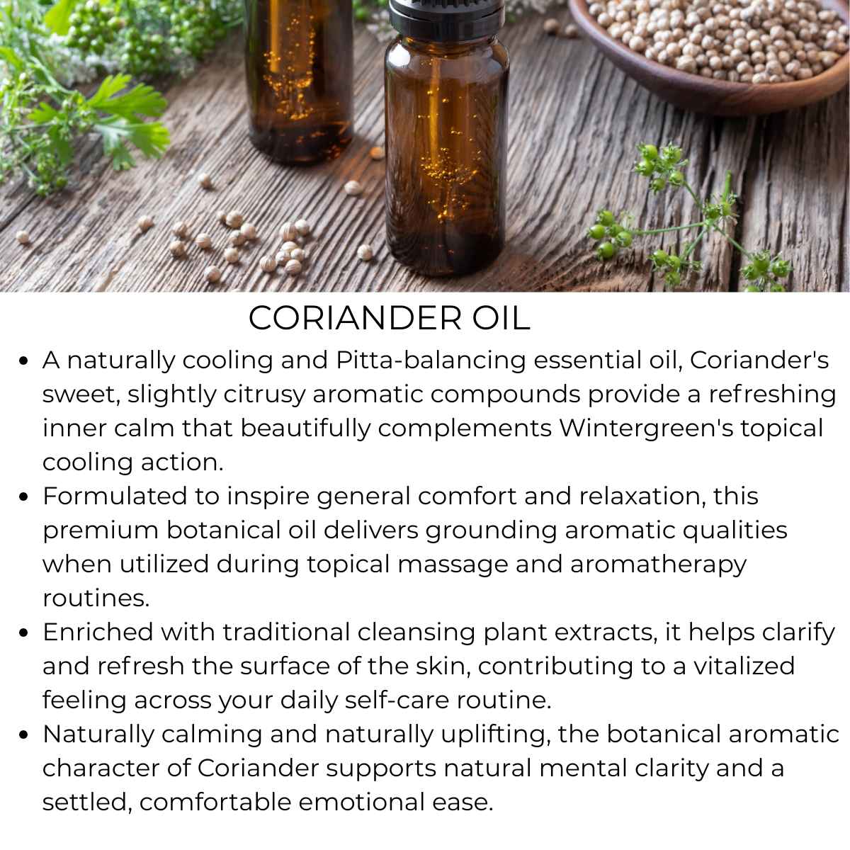 benefit of coriander oil in essential oil blend