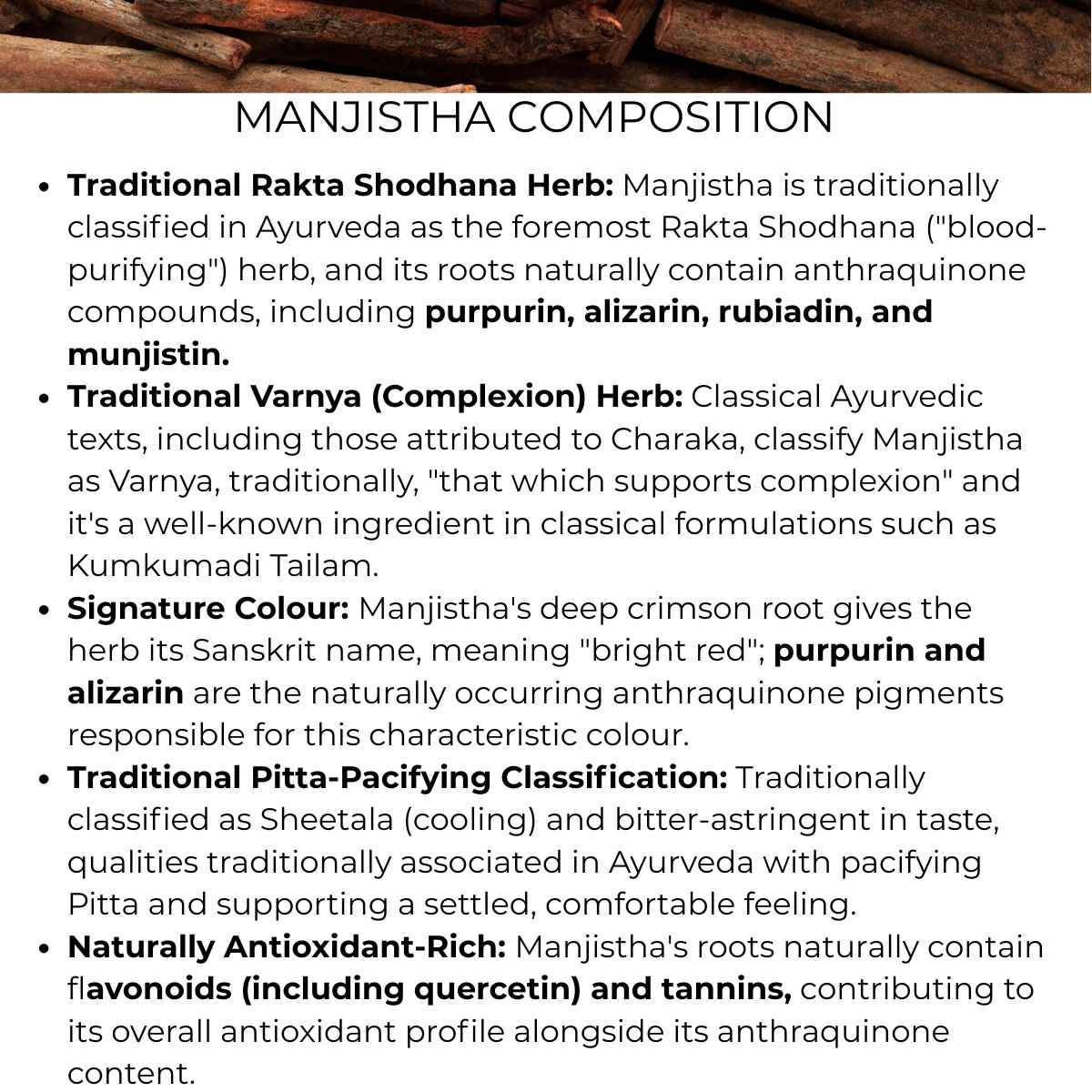 benefits of naturally occuring compounds present in manjistha