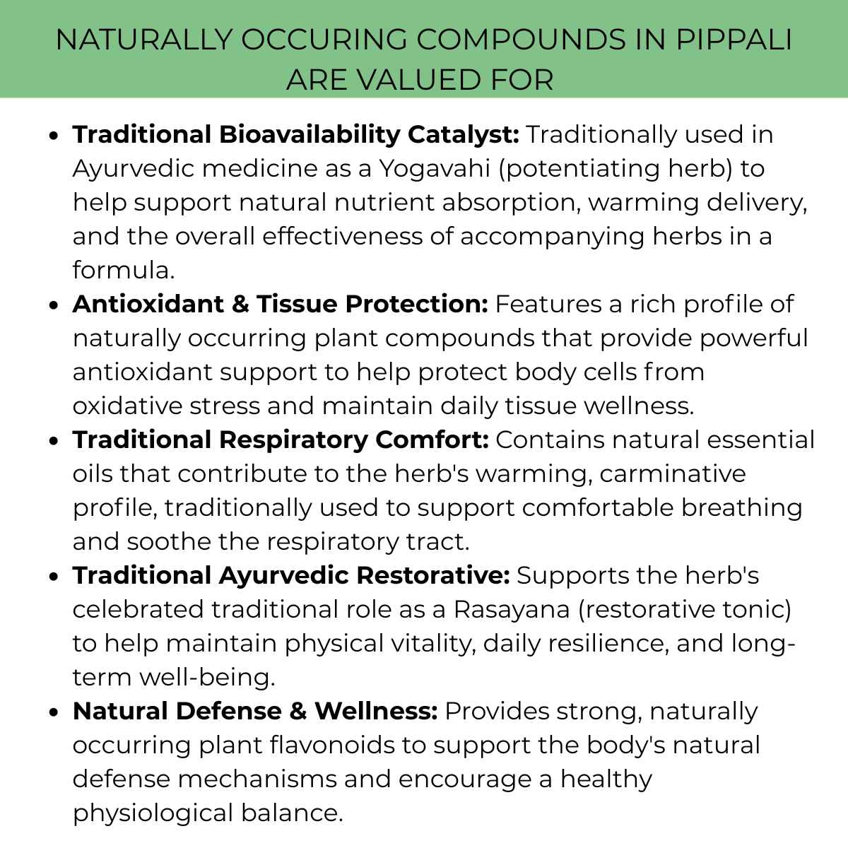 benefits of naturally occuring compounds in pippali
