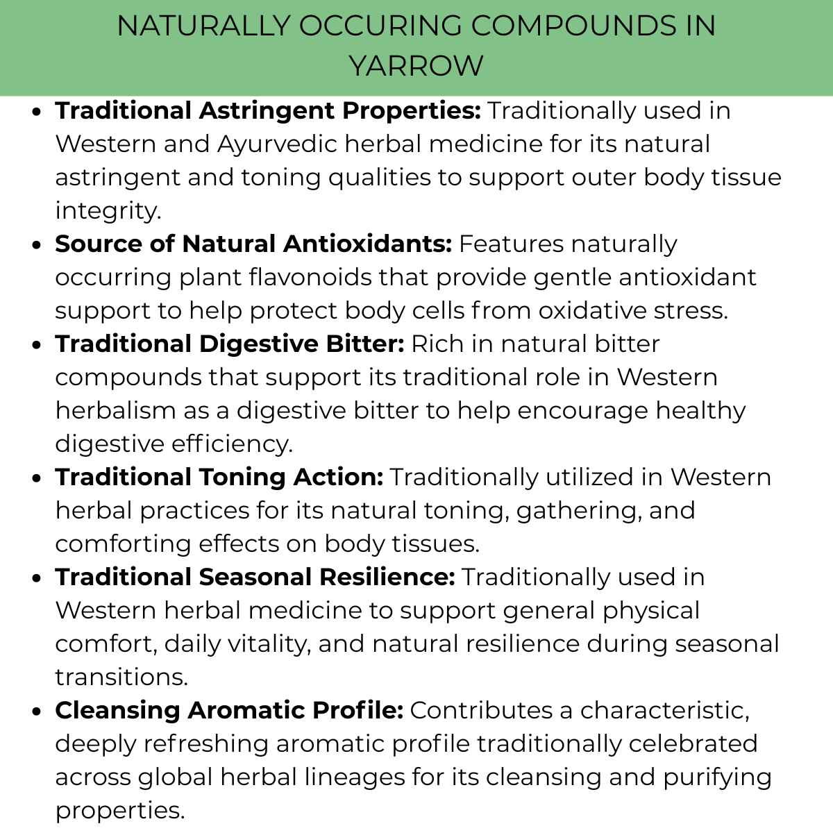 Benefits of naturally occuring compounds in yarrow