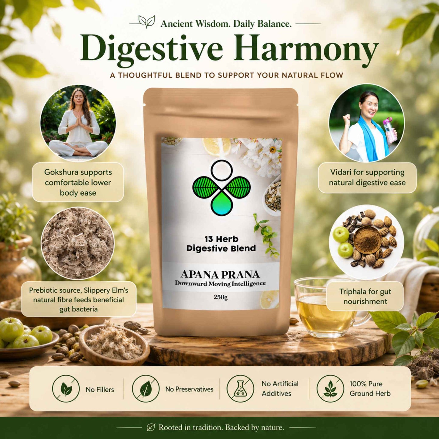 Ayurvedic Digestive Ease Tea (Apana Prana) – Slippery Elm & Psyllium for Natural Gut Wellness