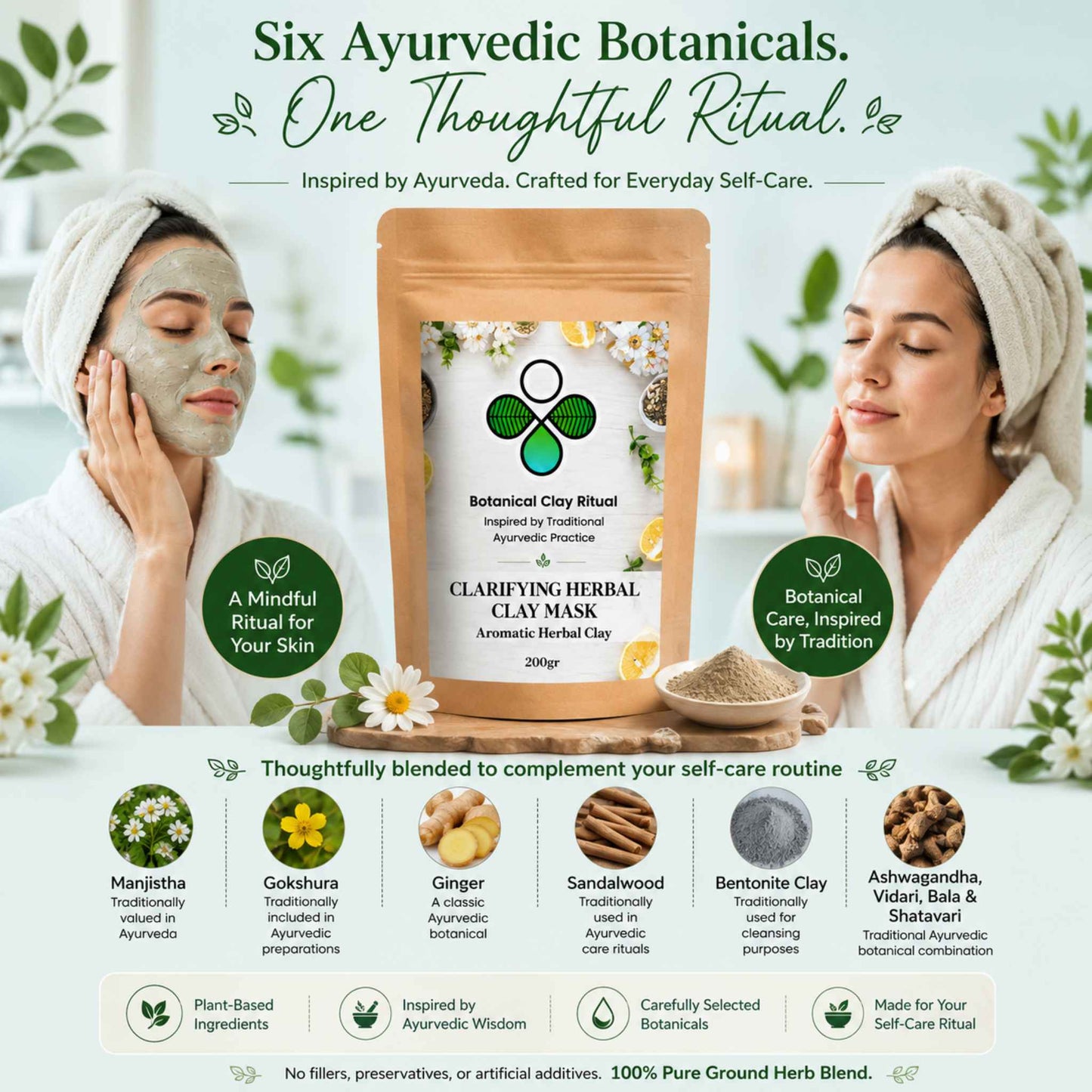 Clarifying Herbal Clay Mask – Ayurvedic Clay Mask with Manjistha, Turmeric & Sandalwood for Clear Skin