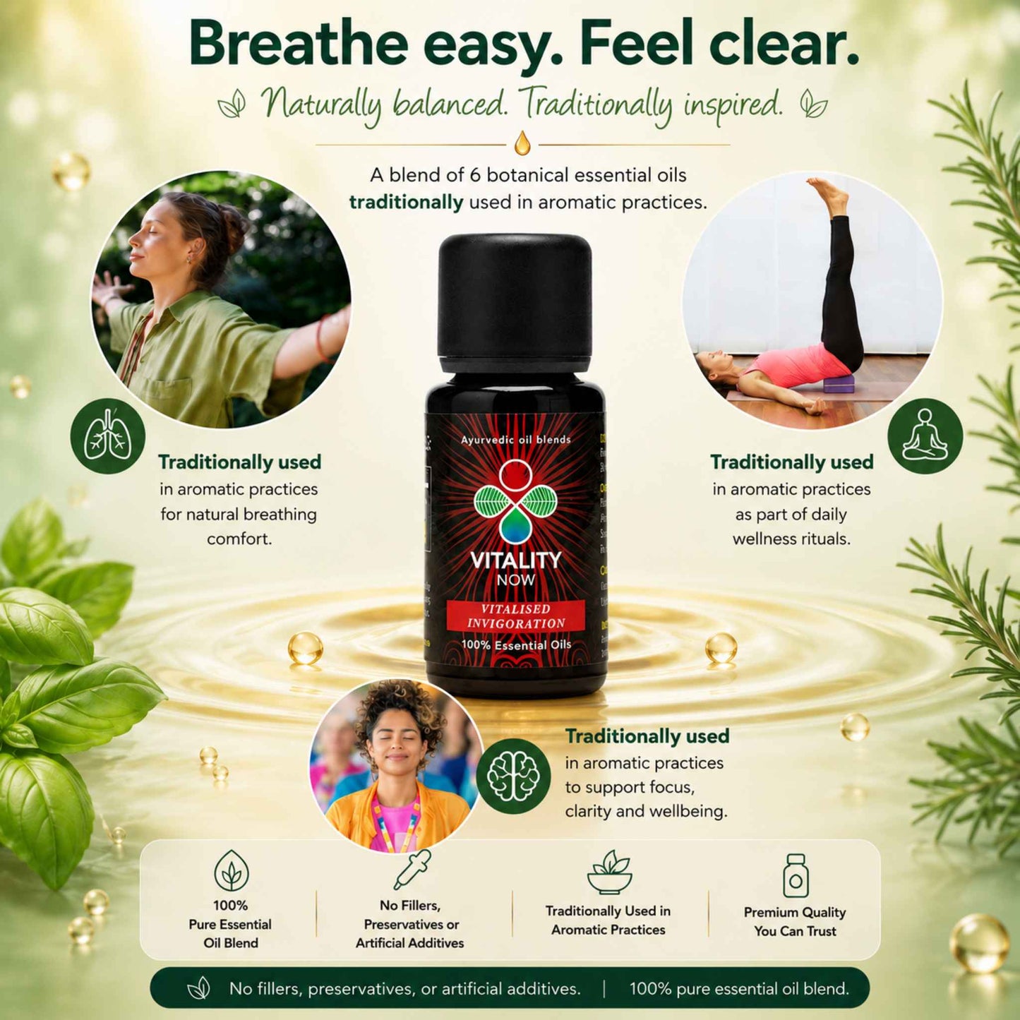 Kapha Blend Essential Oil – Rosemary, Bergamot & Ginger Aromatic Blend