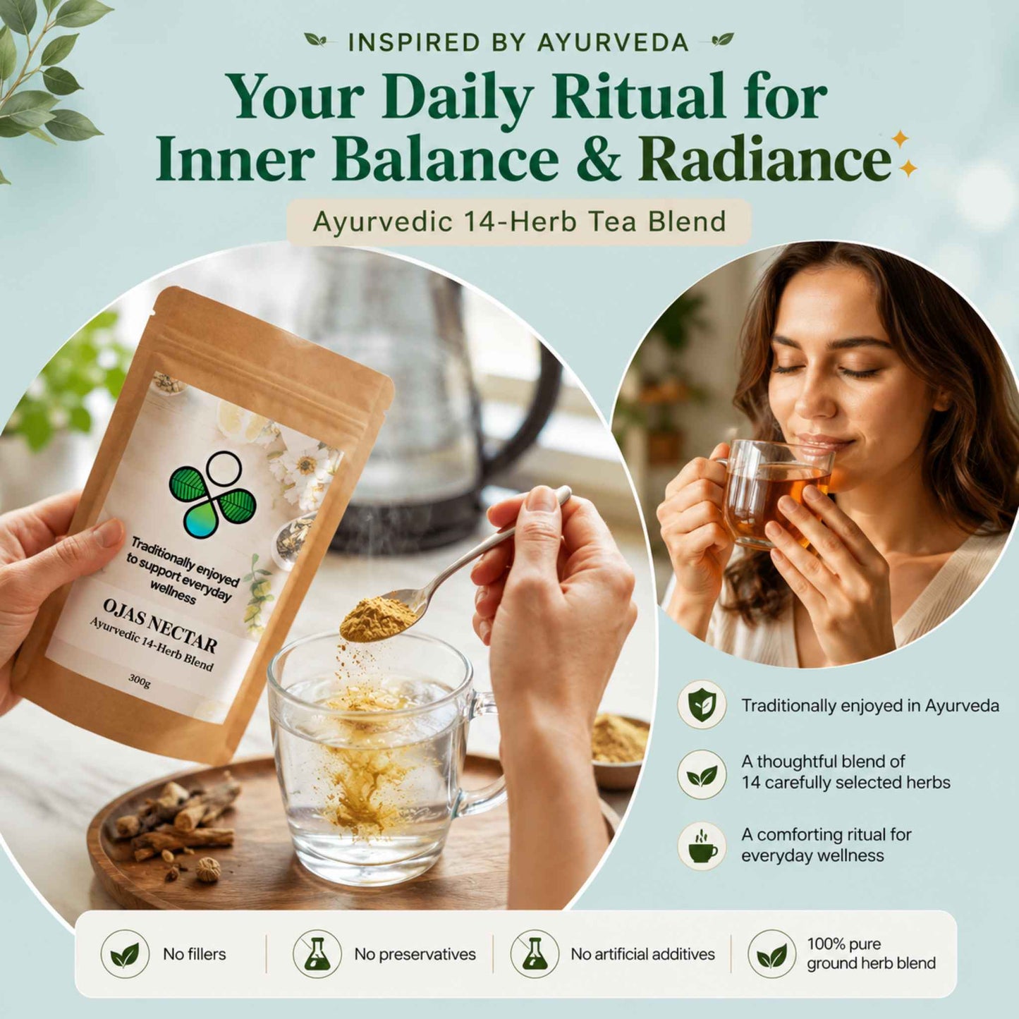 Ojas Nectar – Herbal Vitality Tea with Shatavari for Radiant Skin, Natural Energy & Inner Ease