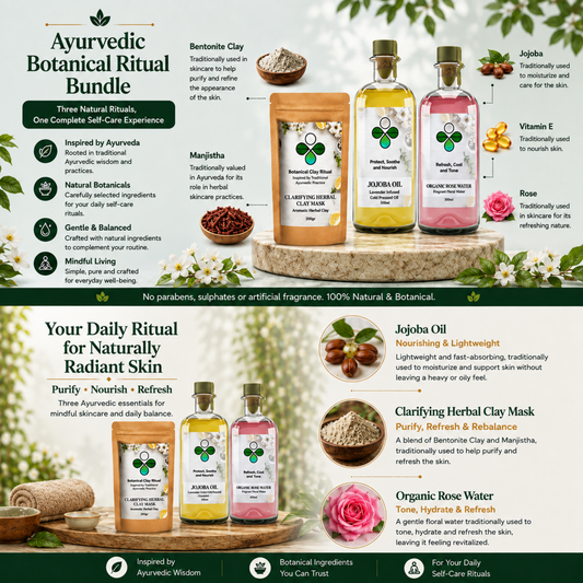 Skin Clarity Ritual Bundle – Clay Mask, Rose Water & Jojoba Oil