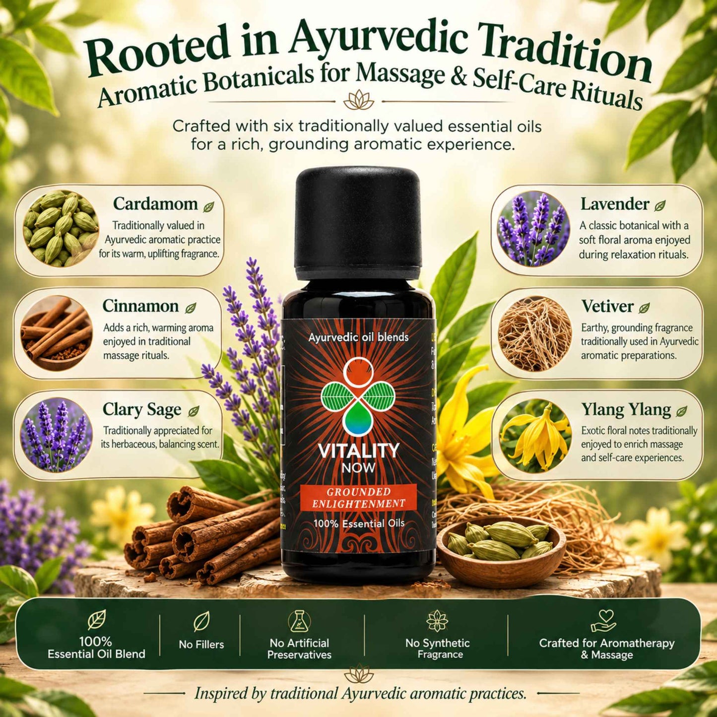 Vata Blend Essential Oil – Ayurvedic Grounding Oil for Natural Calm, Inner Ease & Restful Evenings