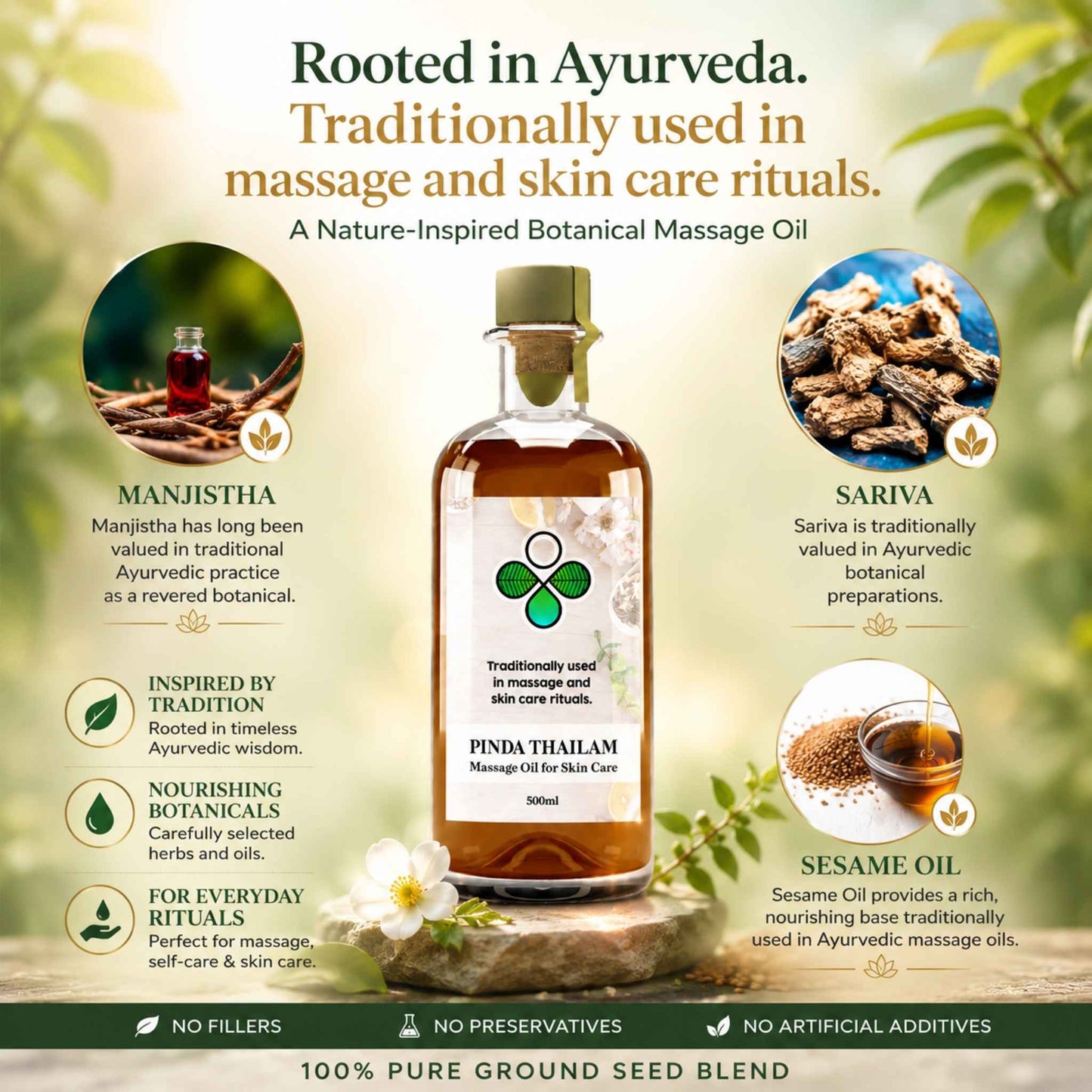 Pinda Thailam – Ayurvedic Cooling Oil with Manjistha for Skin Radiance, Joint Ease & Traditional Wellness