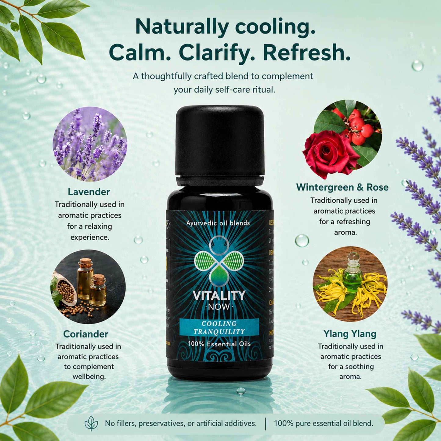 Pitta Blend Essential Oil – Ayurvedic Cooling Oil with Rose & Ylang Ylang for Sensitive Skin