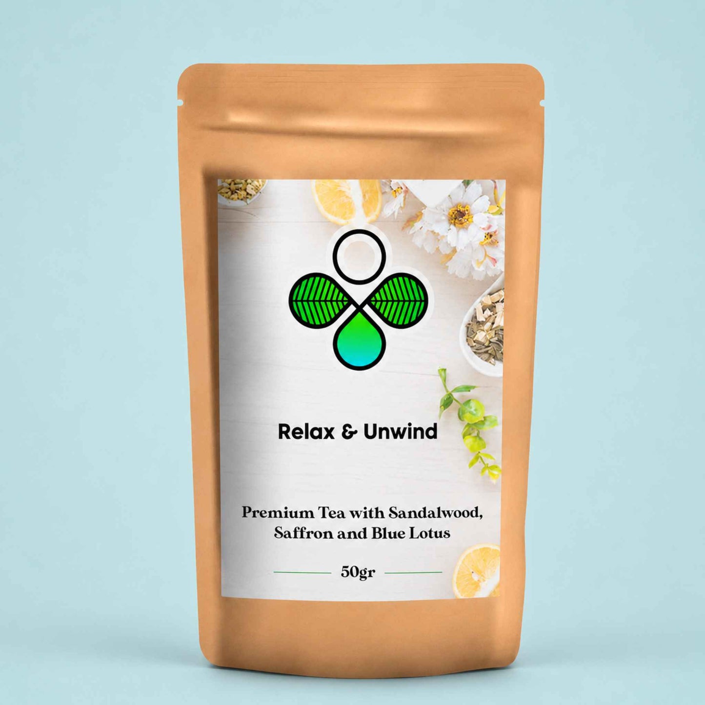 Calming Tea Blend with Sandalwood Saffron Blue Lotus – Ayurvedic Blend by Vitality Now