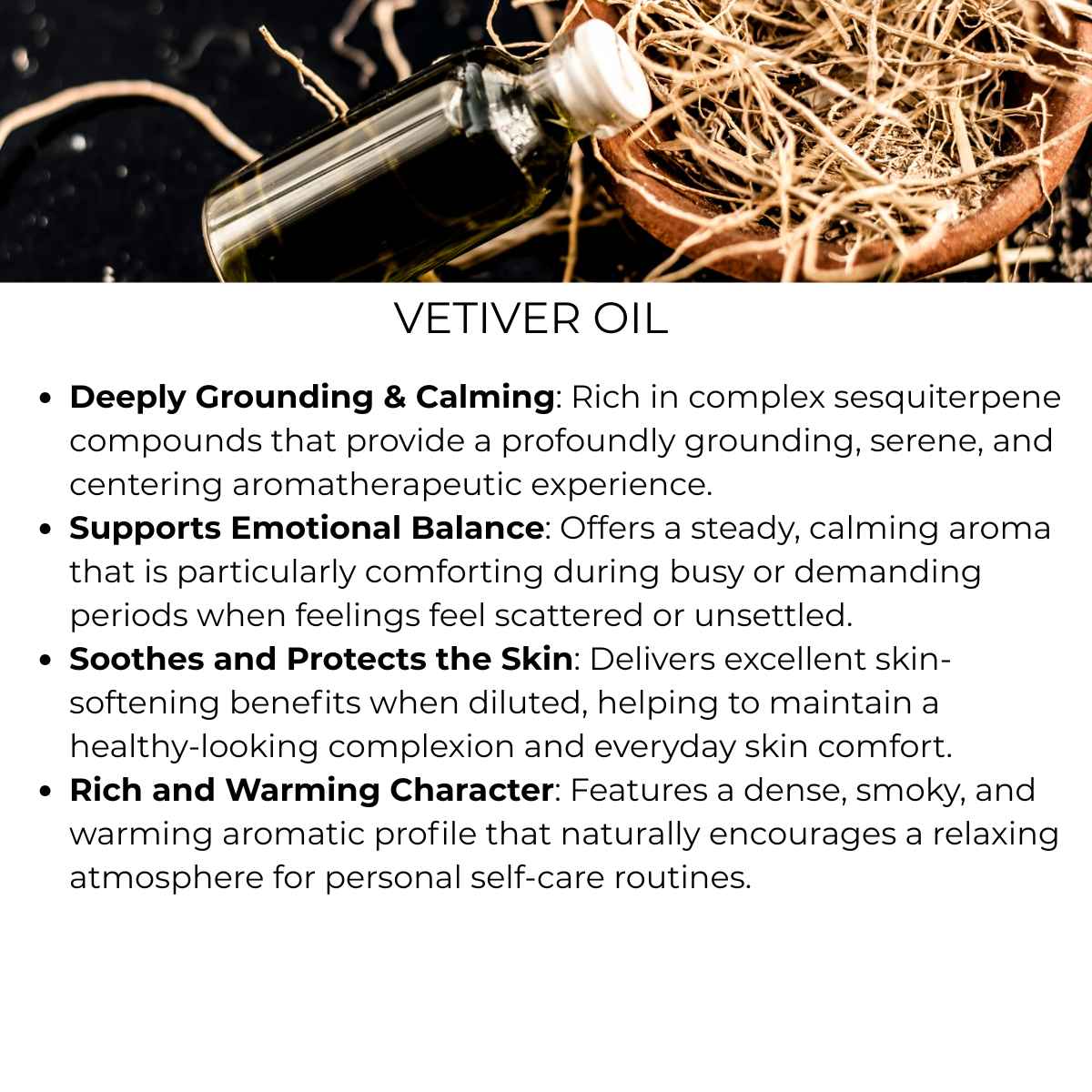 benefit of vetiver oil in essential oil and massage oils